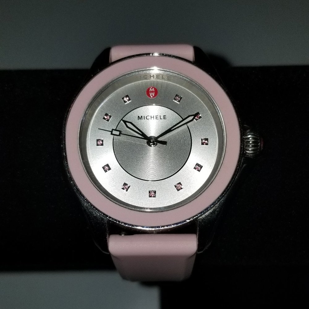 Michele Ladies Cape Pink Rubber Quartz Watch MWW27A000025